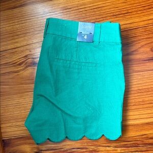 J. Crew Green Scalloped Hem Shorts